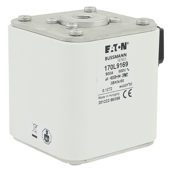 Fuse-link, high speed, 900 A, AC 800 V, Size 3, 76 x 92 x 83 mm, aR, IEC, single indicator image 26