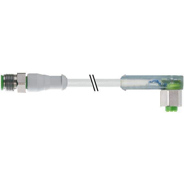 M12 male 0° / M12 female 90° A-cod. LED F&B PVC 4x0.34 gy UL/CSA 9m image 1