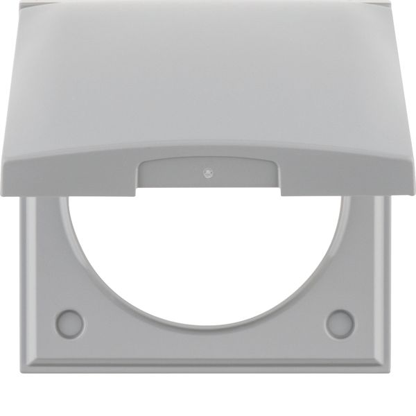 Integro Flow-Frame, 1-Gang with Hinged Cover, Grey Glossy image 1