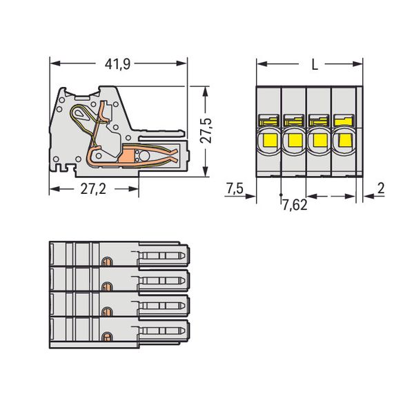 1-conductor female connector Push-in CAGE CLAMP® 10 mm² light gray image 2