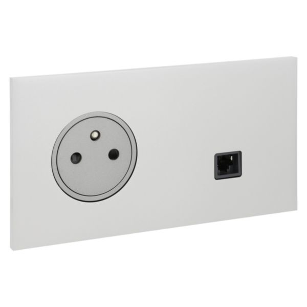 Art d'Arnould universe Epure 2P+E power socket and RJ45 socket - satin steel image 1