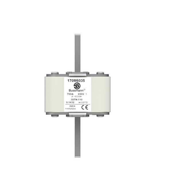 Fuse-link, high speed, 600 A, AC 4000 V, size 3, 85 x 96 x 302 mm, aR, IEC, single indicator image 13