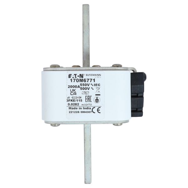 Fuse-link, high speed, 2000 A, AC 550 V, size 3, 76 x 92 x 139 mm, aR, IEC, UL, single indicator image 8