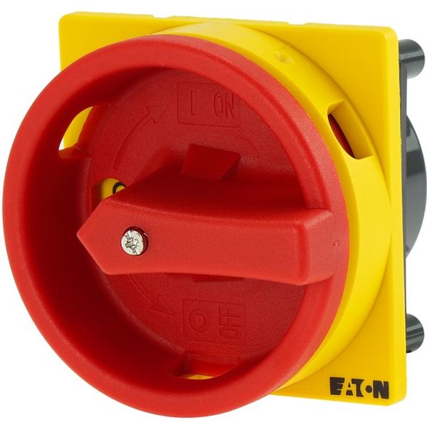 Main switch, P1, 32 A, rear mounting, 3 pole, Emergency switching off function, With red rotary handle and yellow locking ring, Lockable in the 0 (Off image 8