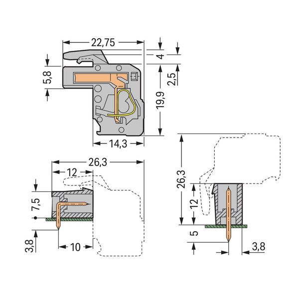 1-conductor female connector, angled CAGE CLAMP® 2.5 mm² gray image 2