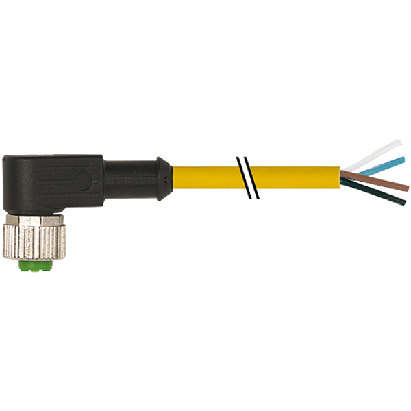 M12 female 90° A-cod. with cable PUR 4x0.34 ye UL/CSA+drag ch. 16m image 1