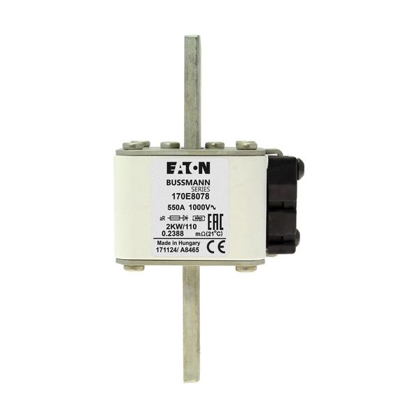 Fuse-link, high speed, 550 A, AC 1000 V, DIN 2, aR, DIN, with indicator image 2