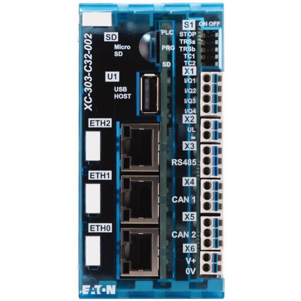 XC303 modular PLC, small PLC, programmable CODESYS 3, SD Slot, USB, 3x Ethernet, 2x CAN, RS485, four digital inputs/outputs image 5