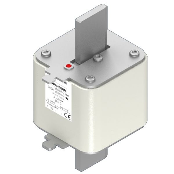 Fuse-link, high speed, 700 A, AC 1000 V, DIN 3, 90 x 75 x 150 mm, aR, DIN, IEC, single indicator image 3