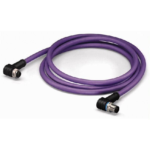 CANopen/DeviceNet cable M12A socket angled M12A plug angled violet image 2