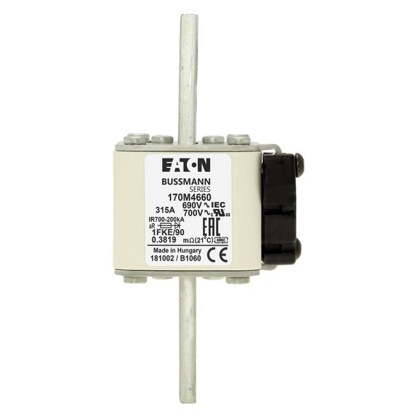 Fuse-link, high speed, 315 A, AC 690 V, size 1, 53 x 69 x 136 mm, aR, IEC, UL, single indicator image 15