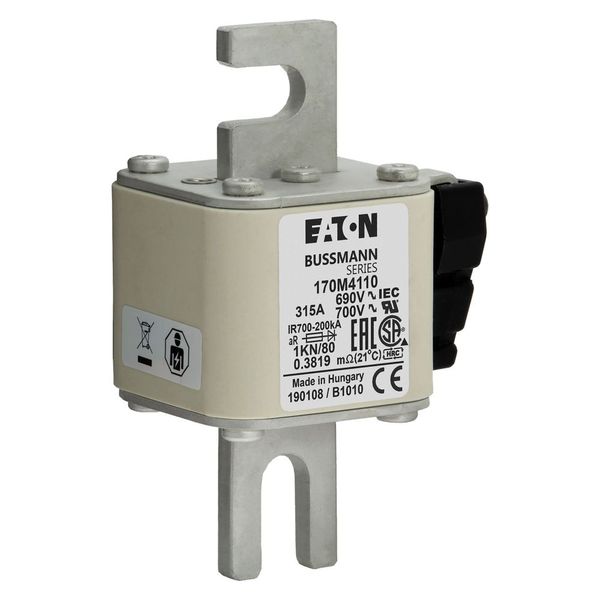 Fuse-link, high speed, 315 A, AC 690 V, DIN 1, 53 x 69 x 108 mm, aR, DIN, IEC, single indicator image 10