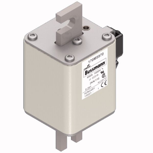 Fuse-link, high speed, 450 A, AC 1000 V, DIN 2, 59 x 77 x 138 mm, aR, DIN, IEC, single indicator image 3