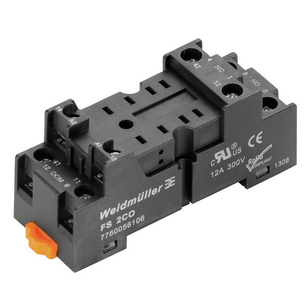 Relay socket, flat design, IP10, 2 CO contact , 12 A, Screw connection image 1