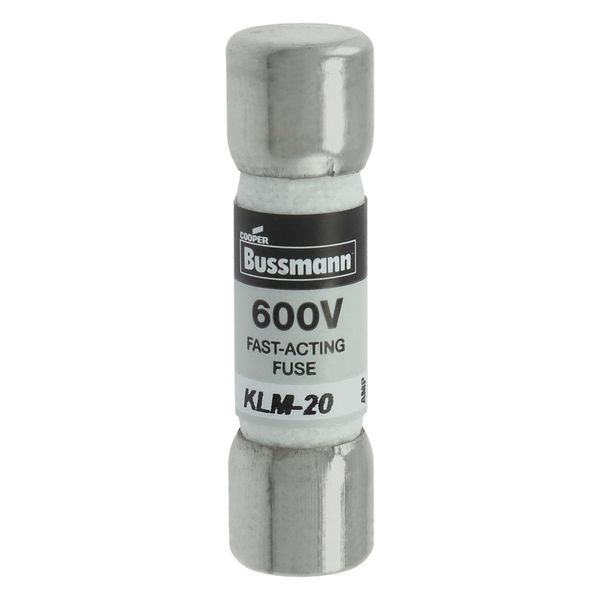 Eaton Bussmann series KLM fuse, 600 Vac, 600 Vdc, 20A, 100 kAIC at 600 Vac, 50 kAIC at 600 Vdc, Non Indicating, Fast acting, Ferrule end X ferrule end, Melamine tube, Nickel-plated bronze endcap image 7