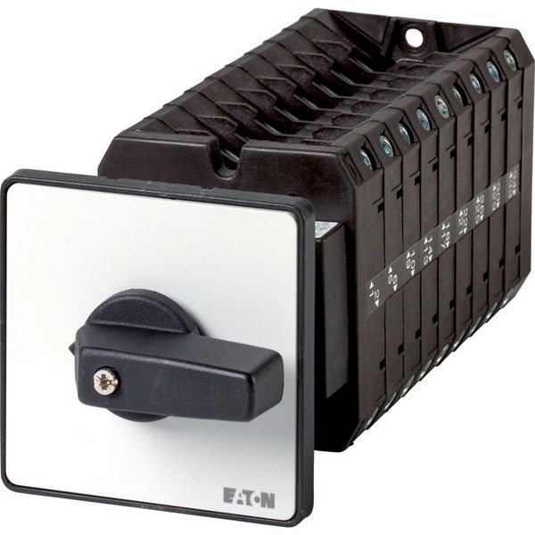 On-Off switch, T5B, 63 A, rear mounting, 9 contact unit(s), 18-pole, with black thumb grip and front plate image 1