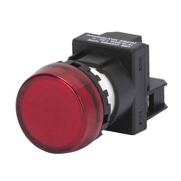 ROUND BACKLIT INDICATOR WITH DIRECT SUPPLY - NOMINAL VOLTAGE 230V - LAMP FIXING BA95 - RED image 1