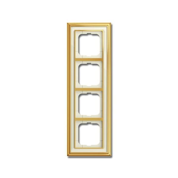 1724-838-500 Cover Frame Busch-dynasty® polished brass ivory white image 1