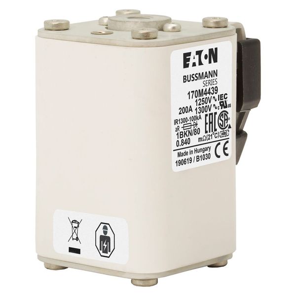 Fuse-link, high speed, 200 A, AC 1250 V, size 1, 53 x 69 x 80 mm, aR, IEC, UL, single indicator image 22