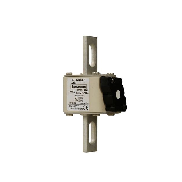 Fuse-link, high speed, 550 A, AC 690 V, size 1, 53 x 69 x 136 mm, aR, IEC, UL, type K indicator, 90 mm centers image 6