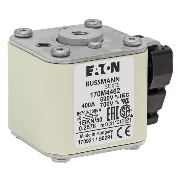 Fuse-link, high speed, 400 A, AC 690 V, size 1, 53 x 69 x 51 mm, aR, IEC, UL, type K indicator, flush end, M8 image 10