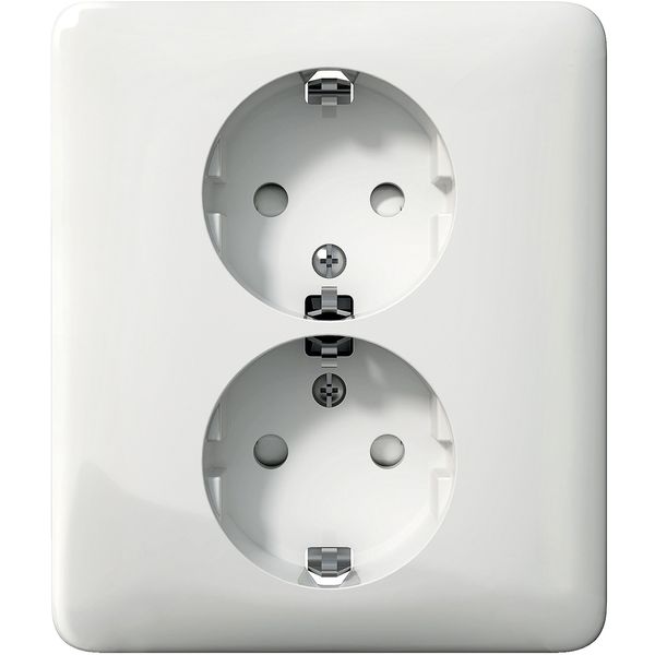 Exxact double socket-outlet earthed screwless white project pac image 3