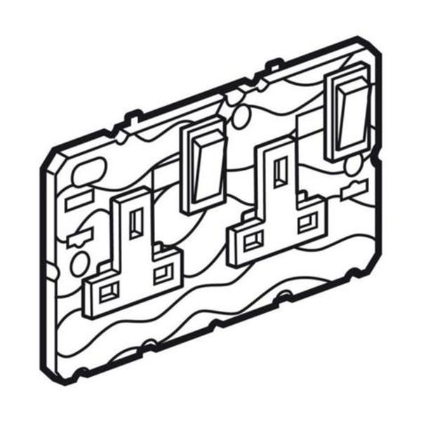 Single pole socket Arteor - BS 1363:2 - 13 A- 2P+E switched- 2-gang - magnesium image 1