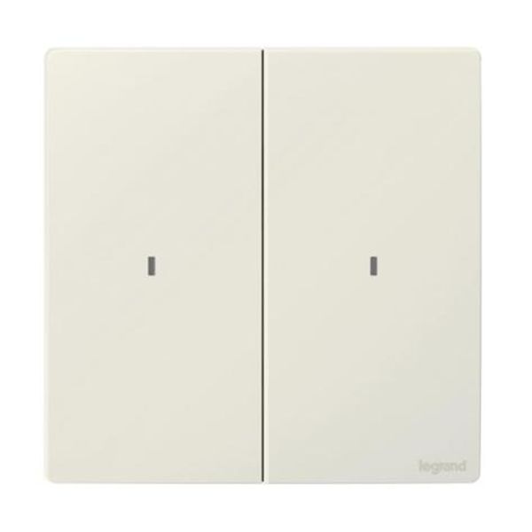 Mallia Senses - Wired light switch 2 gang with neutral - Matt White image 1