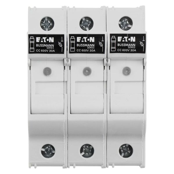 Fuse-holder, LV, 30 A, AC 600 V, 10 x 38 mm, CC, 3P, UL, indicating, DIN rail mount image 21