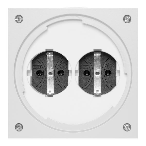 SCHUKO twin socket outlet with bayonet lid and improved accidental-contact guard, grey image 1