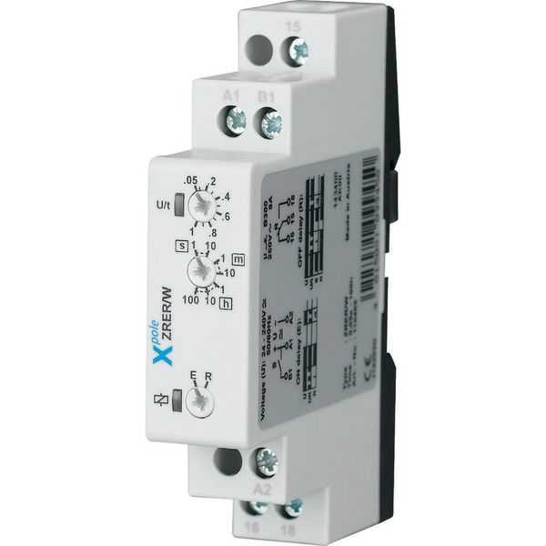 Timing relay multi-function, 2 functions, 1 changeover contacts image 3
