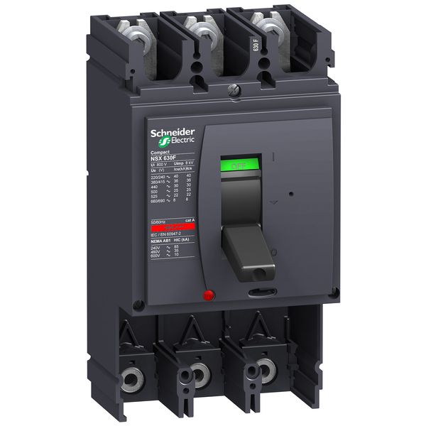 circuit breaker basic frame, ComPact NSX630H, 70 kA at 415 VAC 50/60 Hz, 630 A, without trip unit, 3 poles image 1