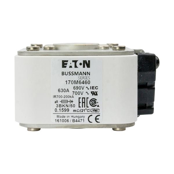 Fuse-link, high speed, 630 A, AC 690 V, size 3, aR, IEC, UL, type K indicator image 13