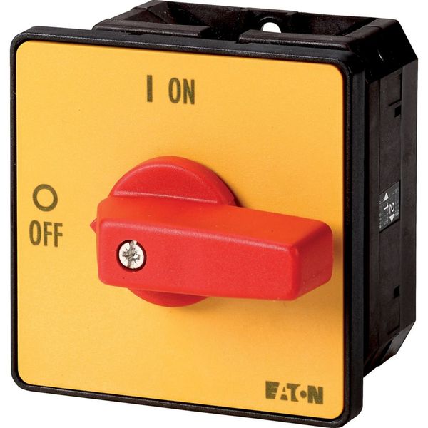 On-Off switch, T5, 100 A, flush mounting, 1 contact unit(s), 1 pole, Emergency switching off function, with red thumb grip and yellow front plate image 3