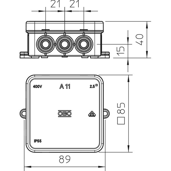 A 11 Junction box without terminal strip 85x85x40 image 2