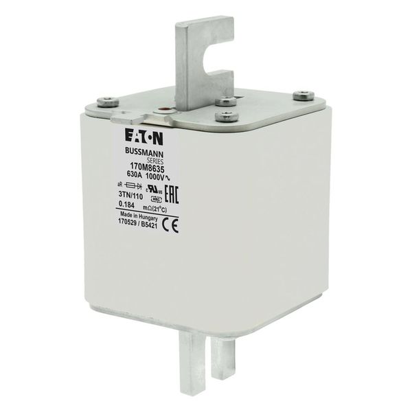 Fuse-link, high speed, 630 A, AC 1000 V, DIN 3, 74 x 90 x 139 mm, aR, DIN, IEC, single indicator image 18