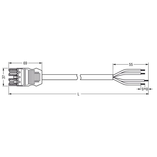 pre-assembled connecting cable;Eca;Socket/open-ended;white image 4