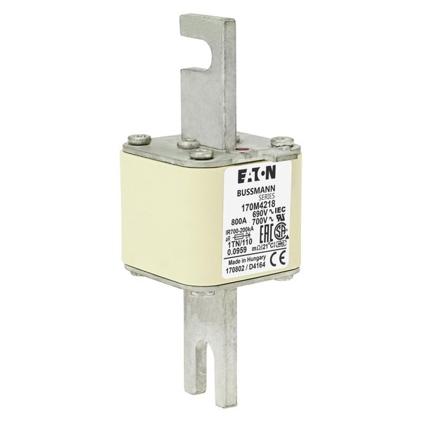 Fuse-link, high speed, 800 A, AC 690 V, DIN 1, 53 x 66 x 138 mm, aR, DIN, IEC, type T indicator image 10