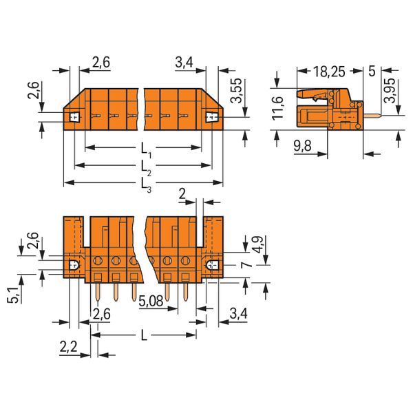 THT female header straight Pin spacing 5.08 mm orange image 5