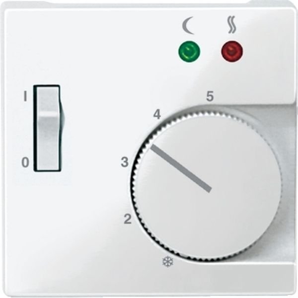 Cen.pl. f. floor thermostat insert w. switch, polar white, glossy, System M image 2