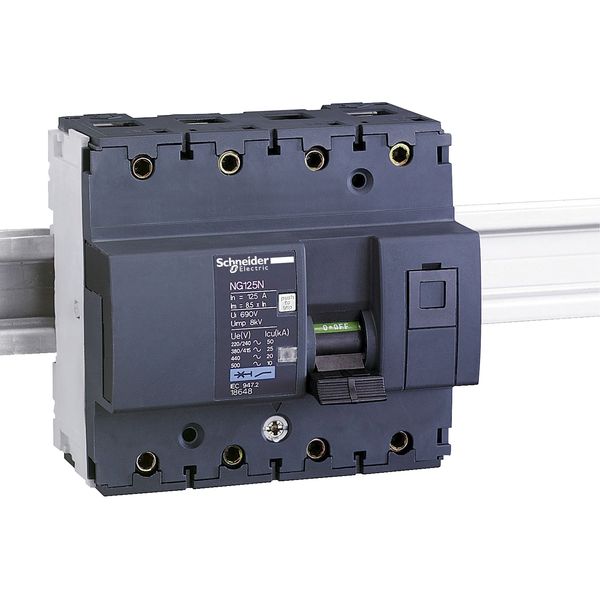 Miniature circuit-breaker, Acti9 NG125N, 3P+N, 125 A, C curve, 25 kA (IEC 60947-2) image 3