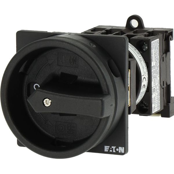Main switch, T0, 20 A, rear mounting, 2 contact unit(s), 3 pole + N, STOP function, With black rotary handle and locking ring, Lockable in the 0 (Off) image 19