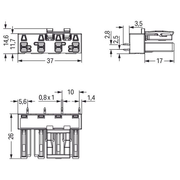 Socket for PCBs straight 4-pole pink image 2