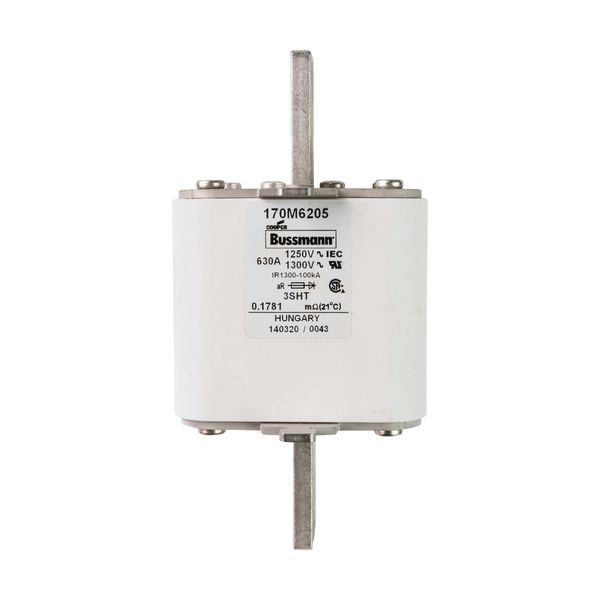 Fuse-link, high speed, 630 A, AC 1250 V, size 3, 76 x 76 x 150 mm, aR, IEC, single indicator image 15