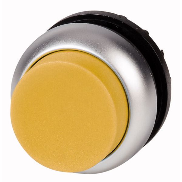 Illuminated pushbutton actuator, RMQ-Titan, Extended, momentary, yellow, Blank, Bezel: titanium image 1