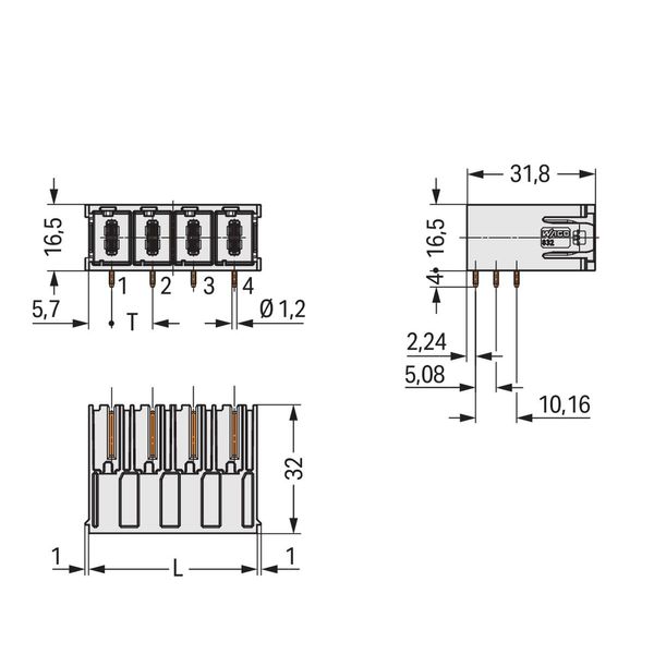 832-3622 THT male header; 1.2 x 1.2 mm solder pin; angled image 6