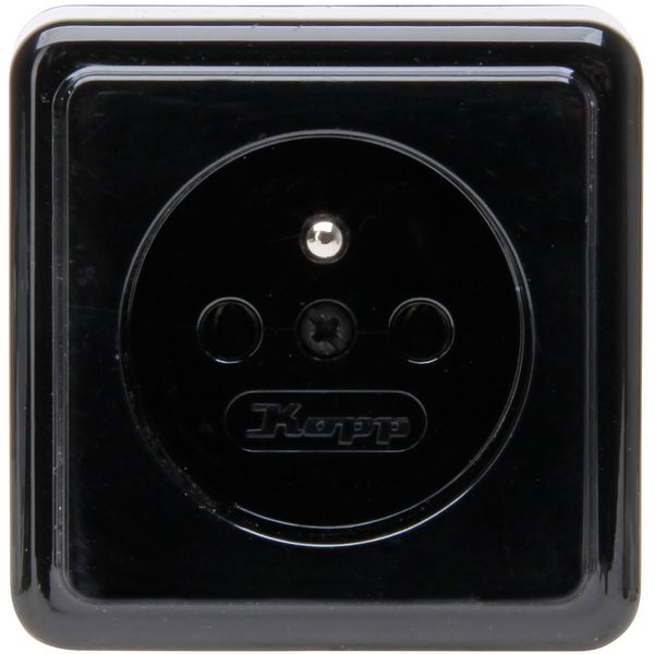 Surface mount earthed socket outlet with central earth contact, 1-fold, without shutter, IP20, 16A, 250V~, black image 1