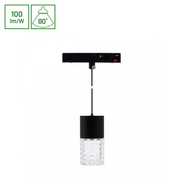 SYSTEM SHIFT BASIC - HANGIT CRYDEGAL LUMINAIRE SUSPENDED 55X110MM (1100MM WIRE) 6W 3000K BLACK image 1