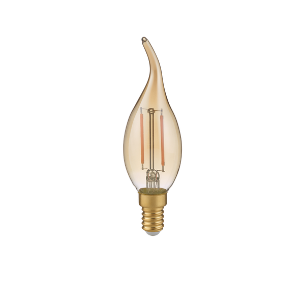 Bulb LED E14 filament candle with a tip 2W 225 lm 2700K brown image 1