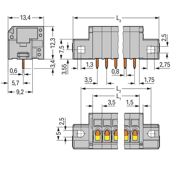 PCB terminal block 1.5 mm² Pin spacing 3.5 mm gray image 2